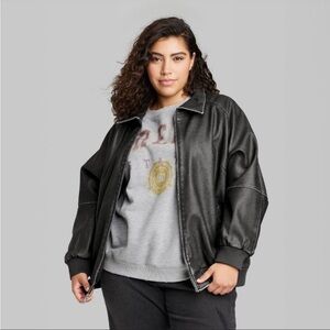 Distressed Faux Leather Jacket